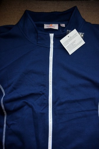 Nuevo con etiquetas Conjunto de chaleco Quacker Factory azul marino mezcla de algodón tejido falda y estrás cremallera-2X - Imagen 10 de 13