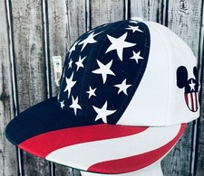 Vintage Disney Mickey Flag Stars Stripes Goofy Hat Co Patriotic Cap USA Snap