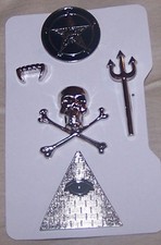 Secret Society NWO Illuminati Death Squad Assassin Zodiac Occult Skull Pin Set