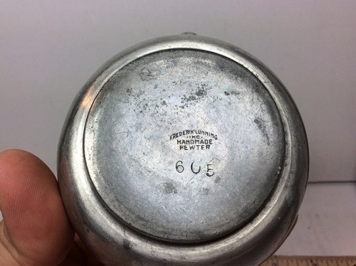 Antique American Handmade Pewter Frederik Lunning Inc No. 605 Cream Milk Pitcher - Picture 2 of 12