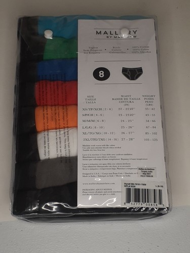 MALLARY BY MATTHEW Boys 100% Cotton Briefs Underwear (8 Pack )xs - Picture 3 of 5