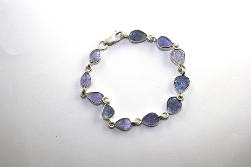 Beautiful Carved Tanzanite Bracelet 925 Sterling Silver 7.5 " 07.66 Grams - Picture 6 of 6