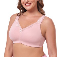 UK Ladies Plus Size Bra Cotton Rich Full Firm Support Non Wired Non Padded Bra &
