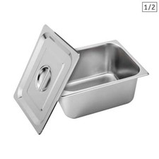 NNEAGS GN Pan Full Size 1/2 GN Pan 15cm Deep Stainless Steel With Lid