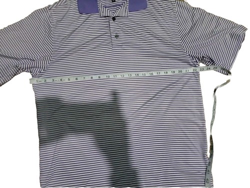 FootJoy FJ Men's Striped Golf Polo Shirt Sz Medium Light Purple Lavender Soft - Picture 7 of 7