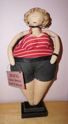 Unique Vintage soft fabric body Chubby doll, curvy, full figured doll decorative