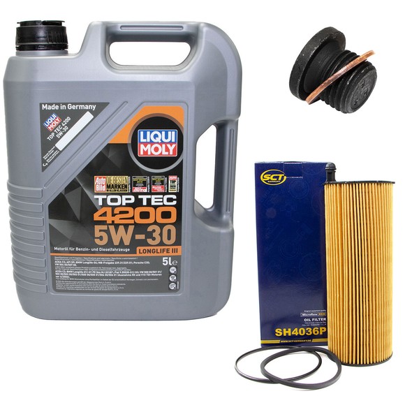 MotoröL Set 5W-30 5 Liter + ÖLfilter SH 4036 P + Schraube FüR Audi A4 Porsche VW-image