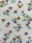 4 Yds Vtg 70s 80s Calico Tiny Flower Print Fabric Cotton Purple Blue Brown x 35”