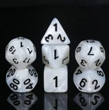 NEW RPG D&D Role Playing Dice Set of 7 - Pearl White w/black inking