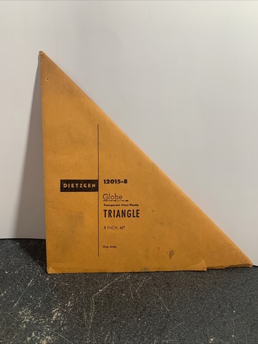 Vintage DIETZGEN Dreieck 12015-8 Transparent Vinyl 45 Grad 8" Neu aus altem Lagerbestand Hülle USA