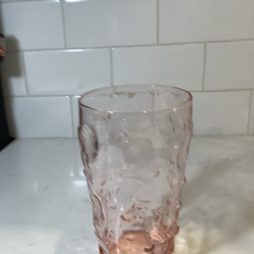 5 Seneca Driftwood Heather Pink Crinkle Glass Tumbler Glasses Hand Blown - Picture 8 of 13