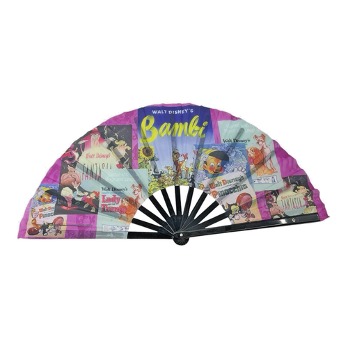 Walt Disney Parks Bambi Fantasia Pinocchio Lady & The Tramp Jumbo Hand Fan 25" - Picture 2 of 8
