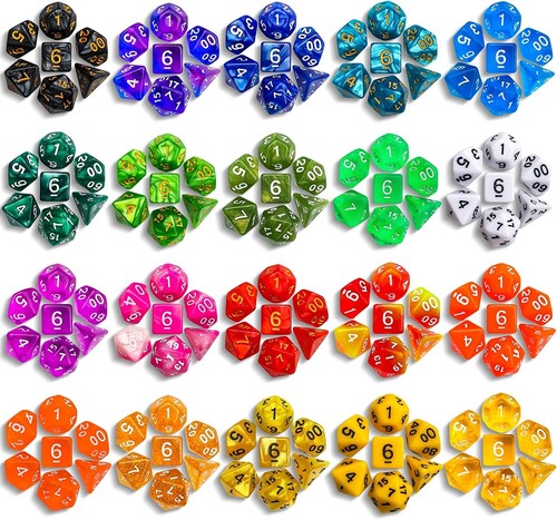 DND Dice Set, 140PCS Polyhedral Game Dice, 20 Set Double Color DND Role Playing - Picture 3 of 9
