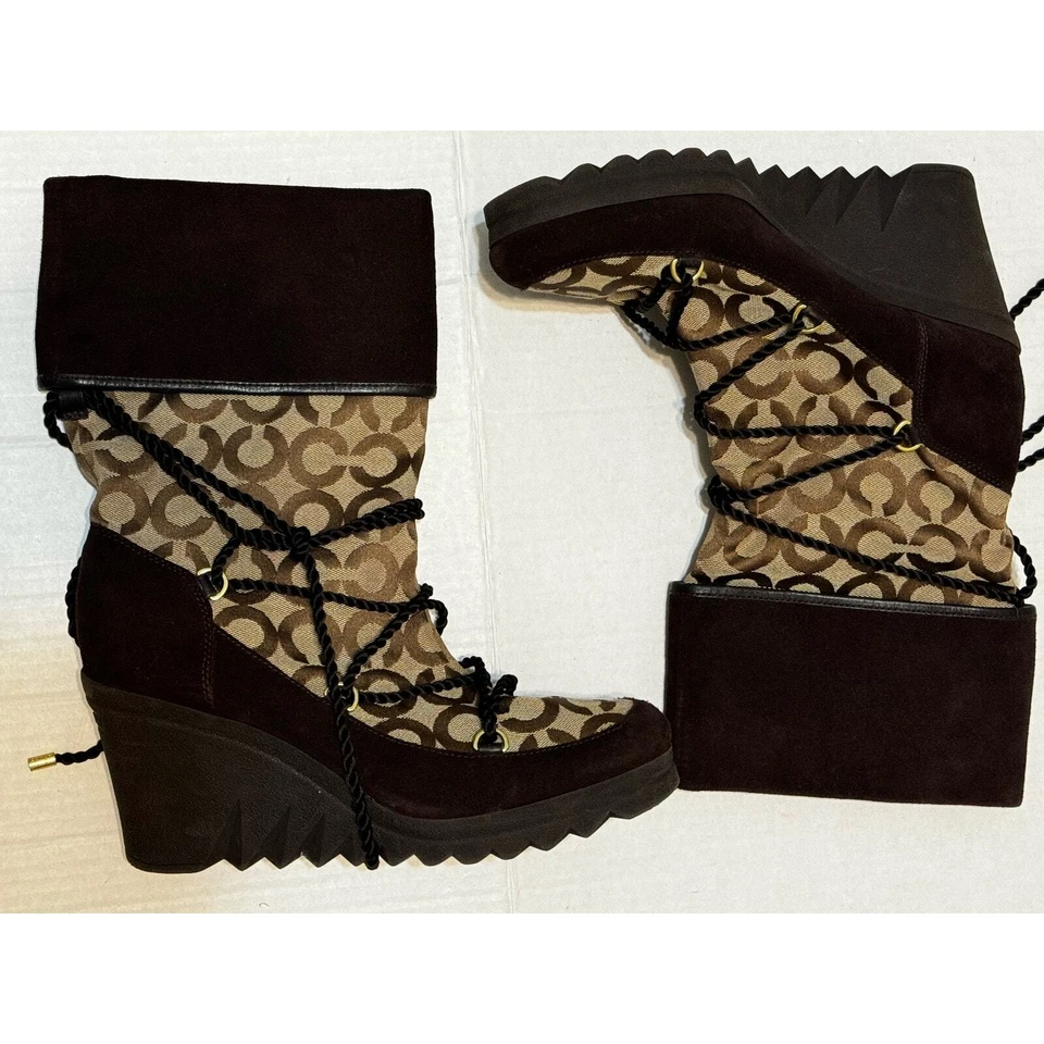 Botas de cuña Coach Maisey Signature C talla 10 caqui Foto 3 de 4