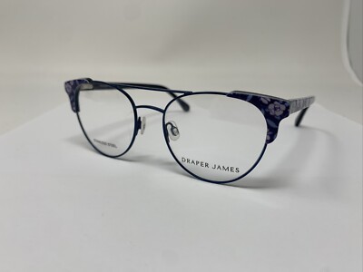DRAPER JAMES DJ5015 414 Indigo Floral Womens Aviator Eyeglasses 50-18-140 A442