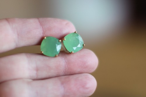 GUMDROP KATE SPADE NEW YORK CUSHION EARRINGS TRANSLUCENT GREEN Beryl studs - Picture 13 of 13