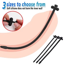 Male Hollow Silicone Penis Plug Expander Sounding Urethral Dilators Training US
