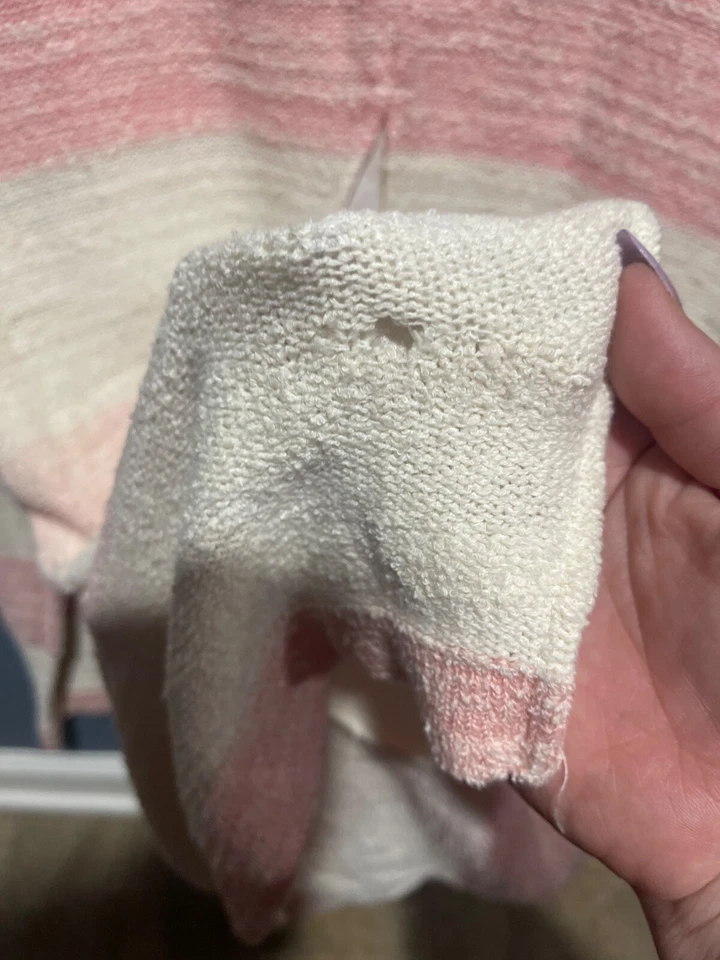 Y2K Calvin Klein 尺寸 XXL 粉红色奶油色长袖罗纹针织毛衣连衣裙 C468 — 第 4/4 张图片