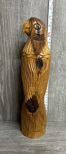 Vintage Hand Carved Wooden 14.5" Parrot Figurine (SM) - Picture 2 of 5