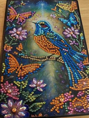 Diamond Painting Leather Notebook Bird/ Butterflies Finished And Sealed! - Picture 5 of 8