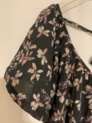 By Together Womens Dress Medium Black Floral Mini Aline Short Sleeve Boho - Picture 7 of 11