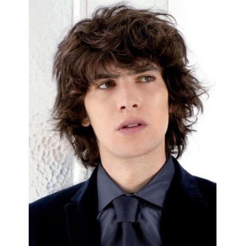 New Fashion Dark Brown Short Curly Man Men's Cosplay Hair Wig Full Wigs +Wig Cap - Picture 2 of 3
