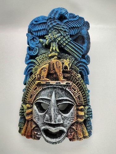 Mayan Wall Art Mask/Face- Mexico- Mesoamerica- Plaster- Kulkulkan- Chichen Itza - Picture 8 of 12