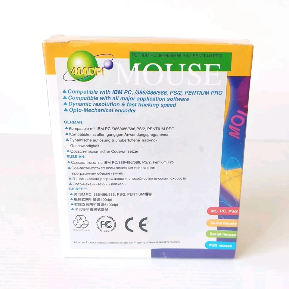 PERFECT PS/2 Trackball Mouse Wired Corded Beige 2 BUTTON Vintage Retro NEW  - Image 3 of 4