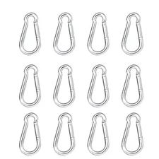 NEW SET of 12 Spring Clips 1.5" Snap Hook Carabiner Clips Stainless Steel