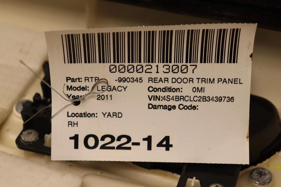 2010-2011 SUBARU LEGACY OUTBACK PUERTA TRASERA DERECHA PASAJERO PANEL MOLDURA CUBIERTA OEM Foto 4 de 4