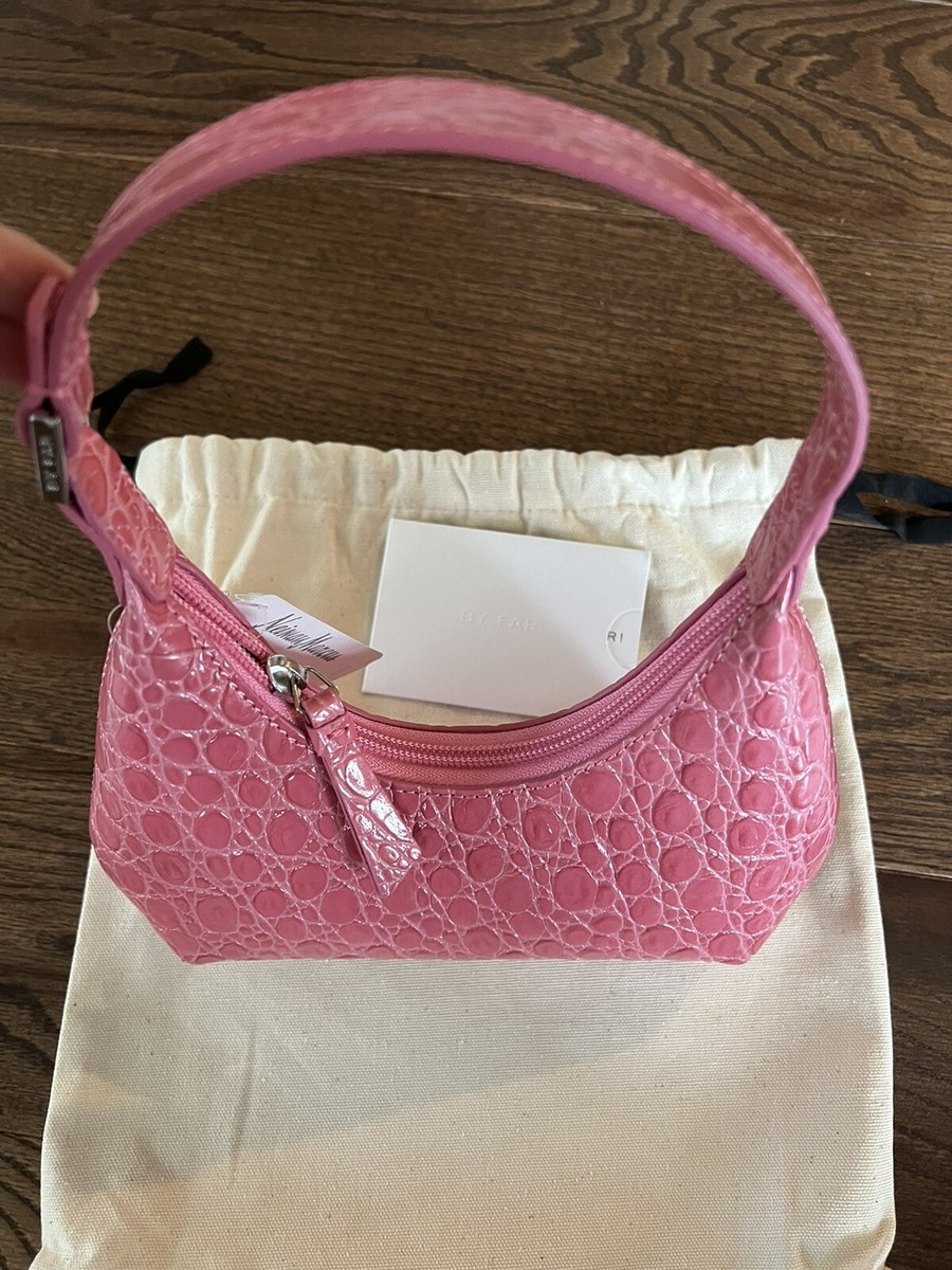 〈SALE!〉Baby Amber Fuchsia Circular Croco Embossed Leather New BY FAR Baby Amber Circular Croco Shoulder Bag Venus $564