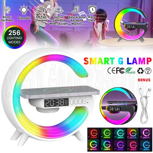 Lamp Smart G Bluetooth Speaker Wireless Charger RGB Alarm Clock Night Light AU - Picture 13 of 14