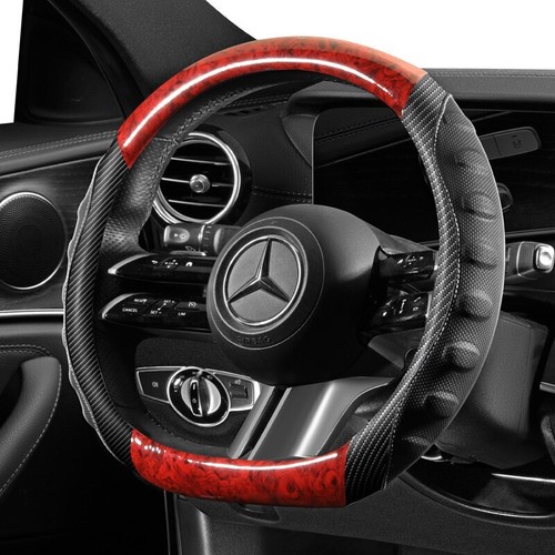 Universal Steering Wheel Cover Peach Wood Grain Round O/D-type Handle Cover 38CM - Foto 3 di 14
