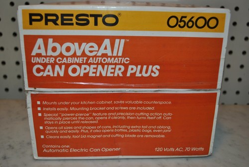 PRESTO ABOVE ALL CAN OPENER PLUS MODEL 05600 UNDER CABINET NEW - Picture 4 of 7