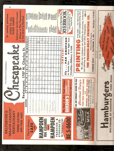 1958 BALTIMORE ORIOLES PROGRAM VS BOSTON RED SOX & TED WILLIAMS SUPER RARE HTF!! - Picture 2 of 3