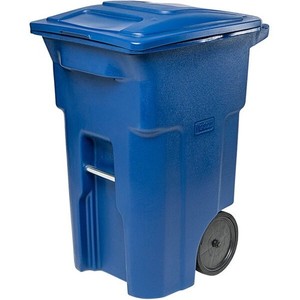 Toter 64 Gallon Blue Rotational Molded Wheeled Rectangular Trash Can with Lid