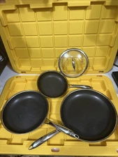 HEXCLAD 4 Piece Nonstick Stainless Steel Frying Pan Set 8,10" And 12" MSRP $500