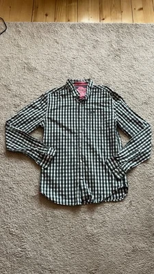 Superdry M Mediu Chemise à Rayures Vert Et Blanc Homme London Boutonnée... - Photo 1/4
