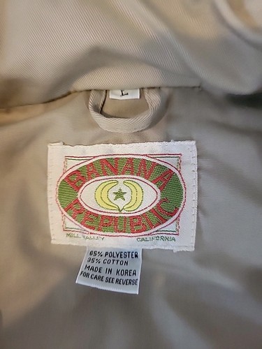 Vintage Banana Republic Safari Jacke Weste Herren Gr. L Kapuze Angeln Jagd Taschen - Bild 6 von 11