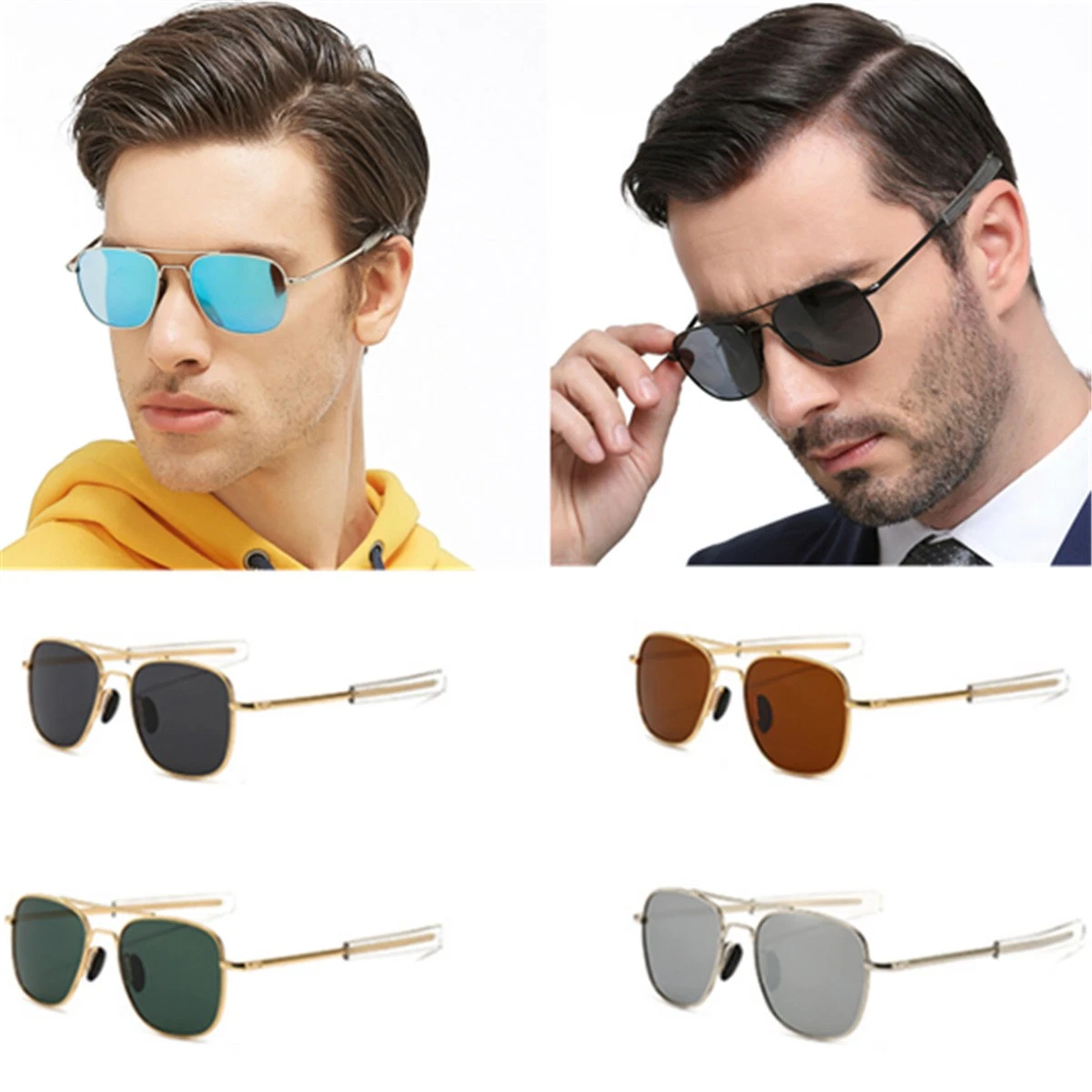 Klassische Militär-Pilotensonnenbrille polarisiert Herren Pilot Retro Fahrbrille