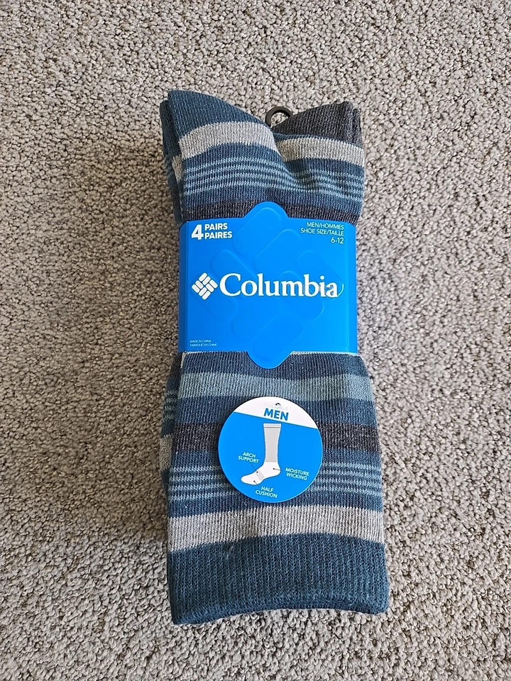 Columbia 4 pares de calcetines Every Day Crew para hombre talla 6-12 nuevos con etiquetas azul negro gris topo Foto 2 de 4