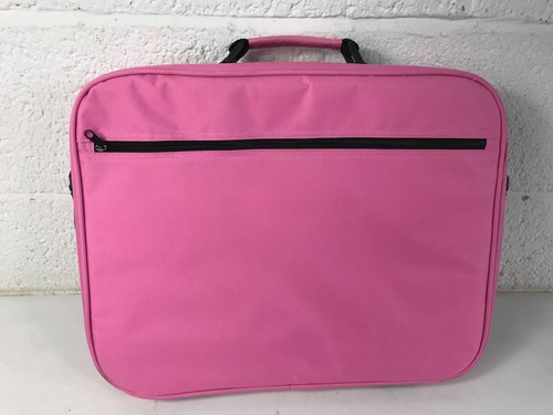 Pink Canvas Laptop Bag Top Handle & Shoulder Strap Front Pocket 19 x 15 x 3" New - Picture 2 of 9
