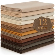 12 Rolls 8"X35" 20.5X90Cm 1.4Mm Thick Soft Felt Fabric Sheet 12 Assorted Brown