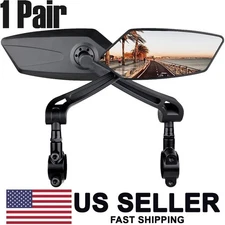 1 Pair Handlebar Mirrors Bike Biking Mirror Handlebar Mount Rotatable Rear View