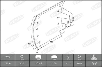 BERAL KBL19094.0-1560 Bremsbelagsatz, Trommelbremse für RENAULT TRUCKS