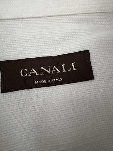 Canali Men’s White Long Sleeve Dress Shirt 17.5” 44 Marcella Woven Fabric - Picture 2 of 9
