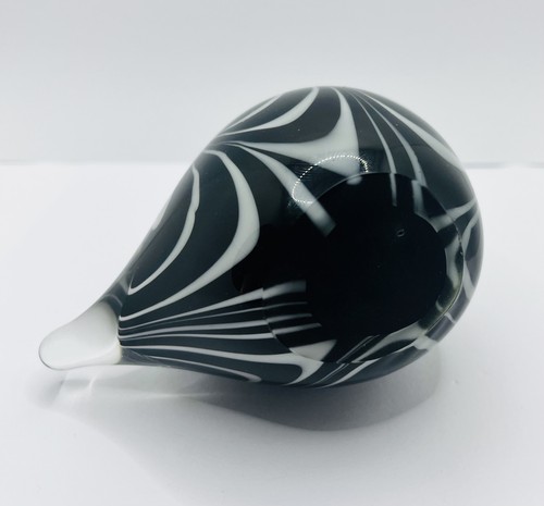 Murano schwere schwarz-weiße Streifen Kunstglas Vogel Figur Briefbeschwerer - 10,5 cm - Bild 3 von 8