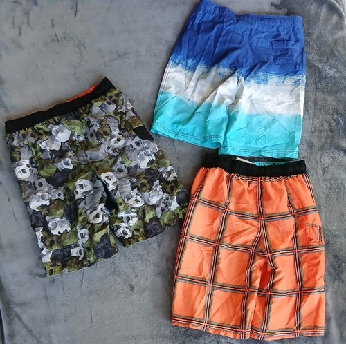 (Lot) 3 Pairs Of Boys Swim Trunk Shorts Sz L (10/12) Elastic Band W/ Drawstring - Picture 2 of 7