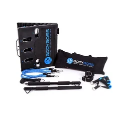 BodyBoss Home Gym 2.0 Full Portable Gym Home Workout Package Blue 2 Bands