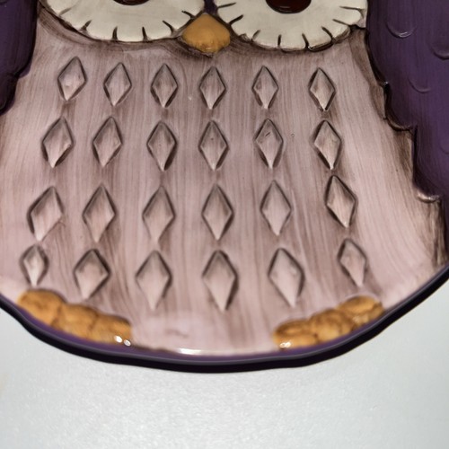 Grasslands Road Purple Ceramic Owl Serving Plate 6 Inch - Picture 5 of 6